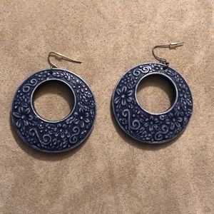 Darling floral chunky dangling hoop earrings. Boho Hippie touch to your outfit!